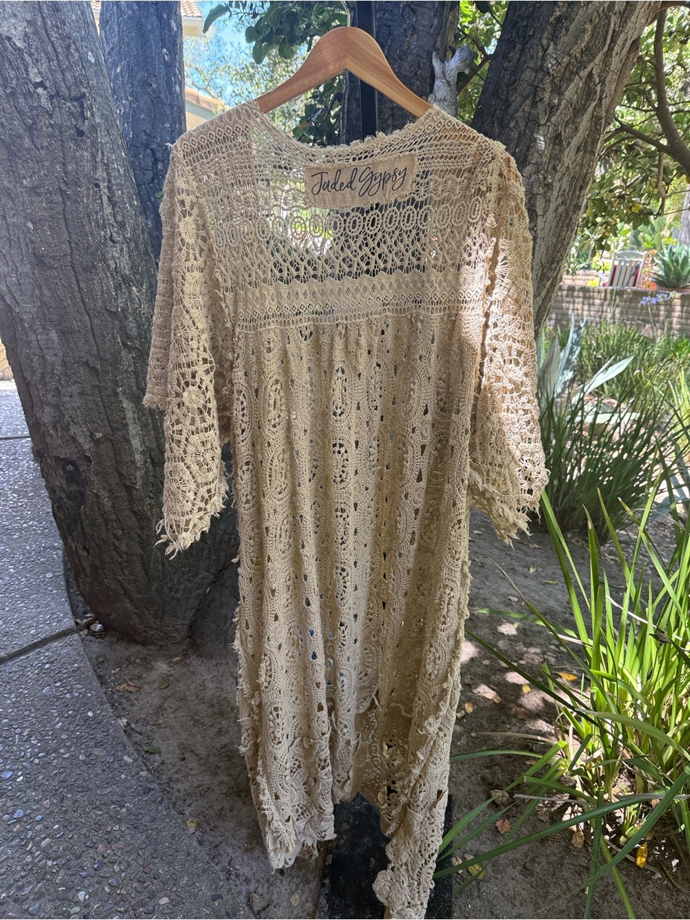 Jaded Gypsy Cream Crochet Kimono